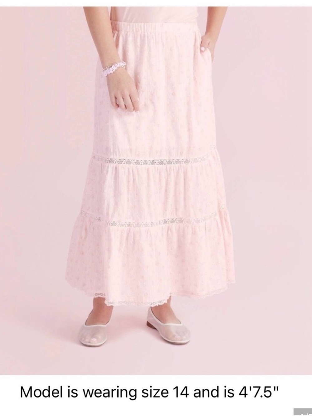NWT LoveShackFancy x Target Isla Floral Maxi Skirt Pink Girls Size 14